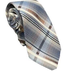 Archdale Neck Tie Men's Blue Brown Plaid Adjustable Workwear Business Casual